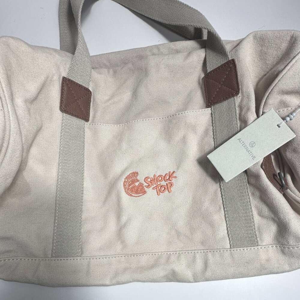 Alternative Apparel Shock Top Canvas Weekender Duffel Bag Leather Trim